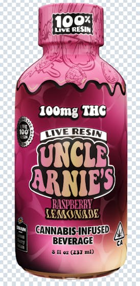 Uncle Arnie's Beverage 8oz 100% Live Resin Raspberry Lemonade 100mg