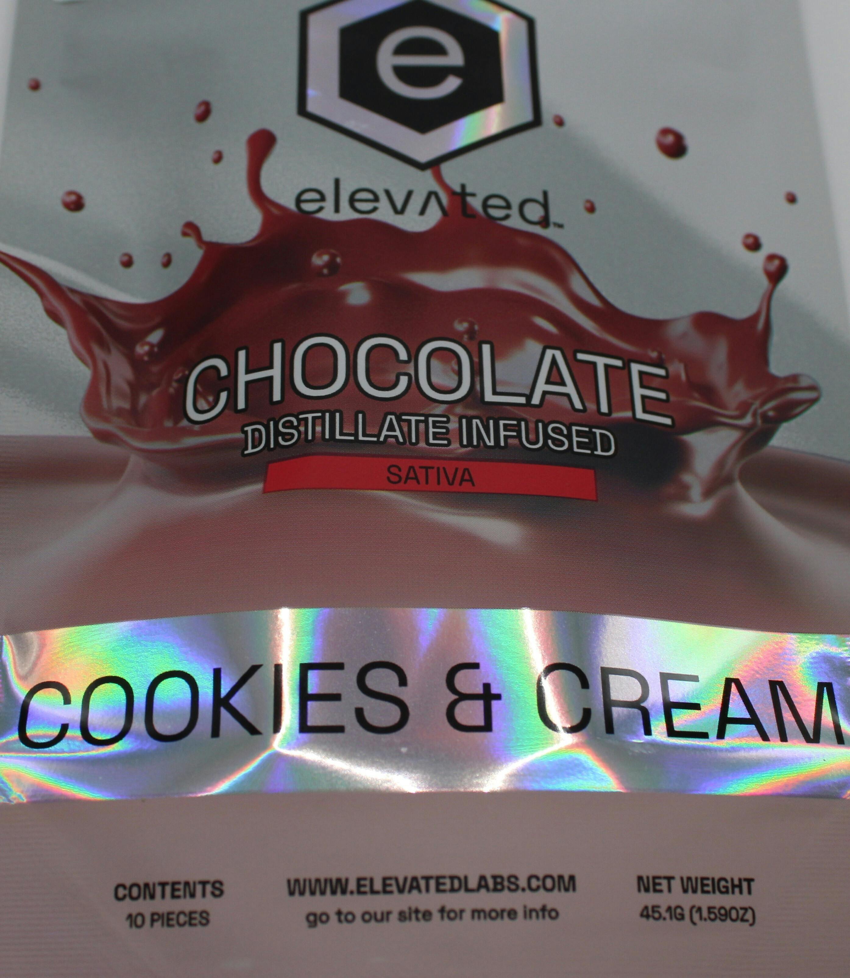 Elevated | Distillate Cookies & Cream Chocolate | 500mg | 10ct | 50mg/ea