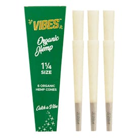 Vibes Cones Organic Hemp 1 1/4 Size (6 Pack)