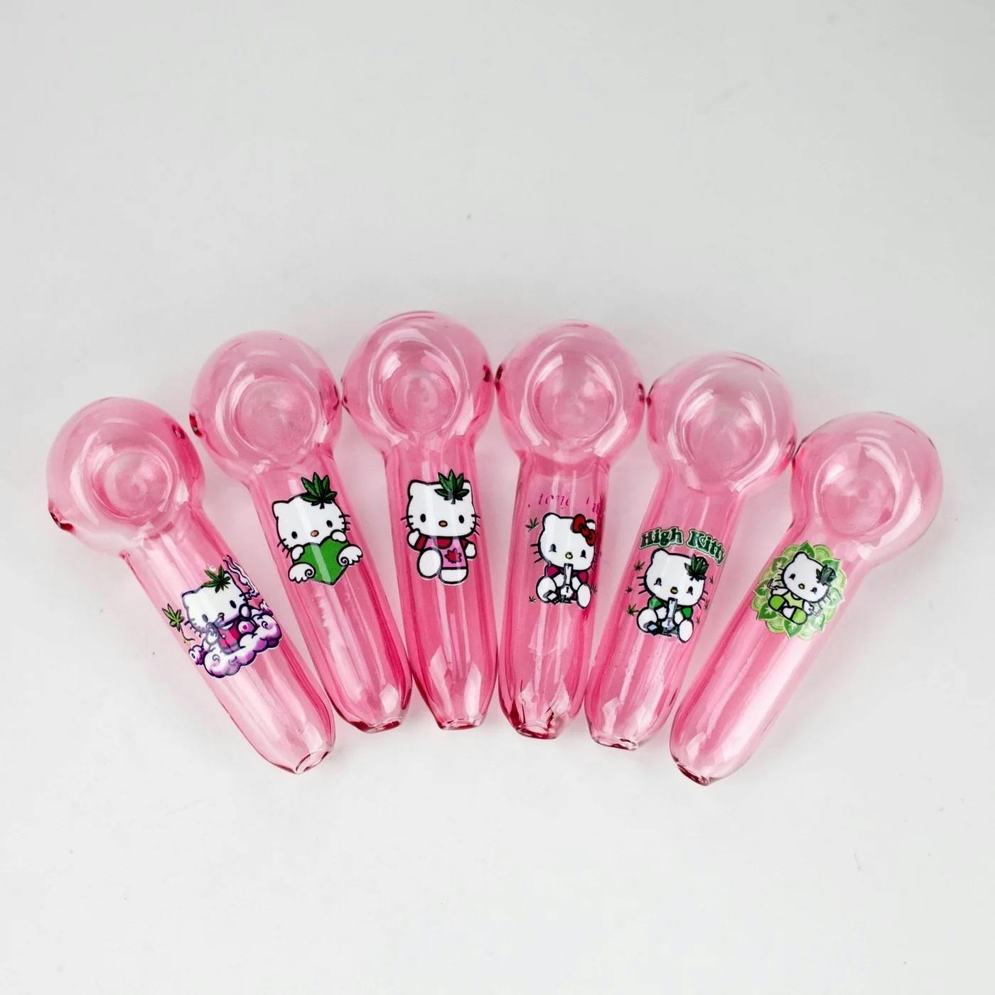 4" Pink Kitty Glass Hand Pipe