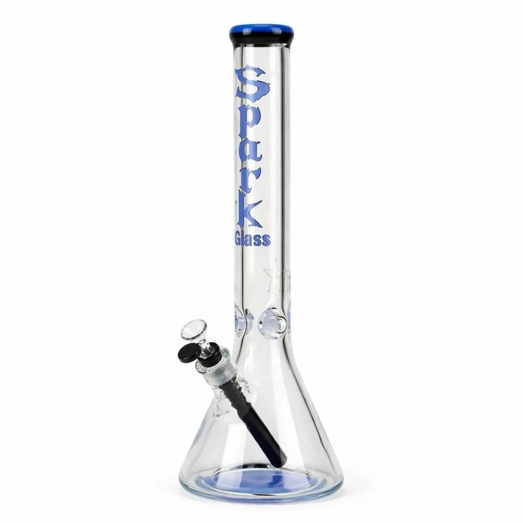 Spark 18" Blue 9mm Glass Bong