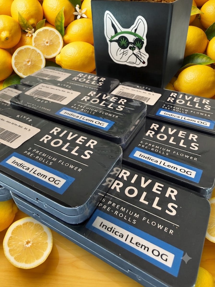 River Rolls | Lemon OG Pre-Rolls | 5pk .7g at House of Buds