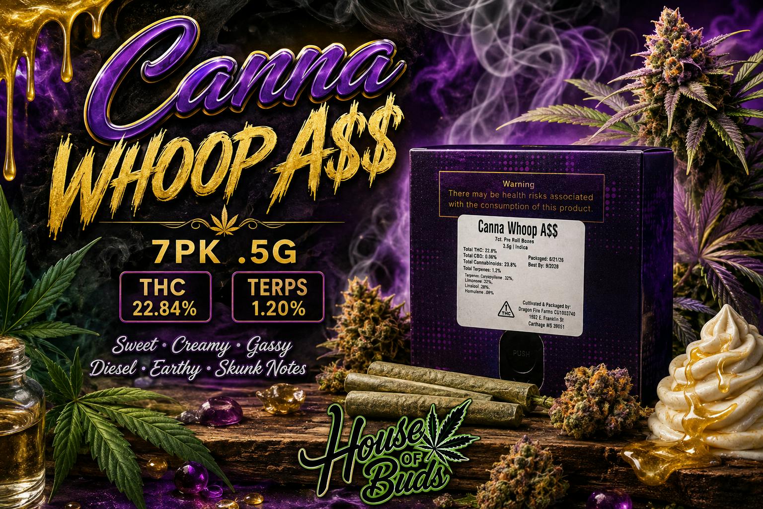 Dragon Fire | Canna Whoop A$ Pre-Rolls | 7pk .5g
