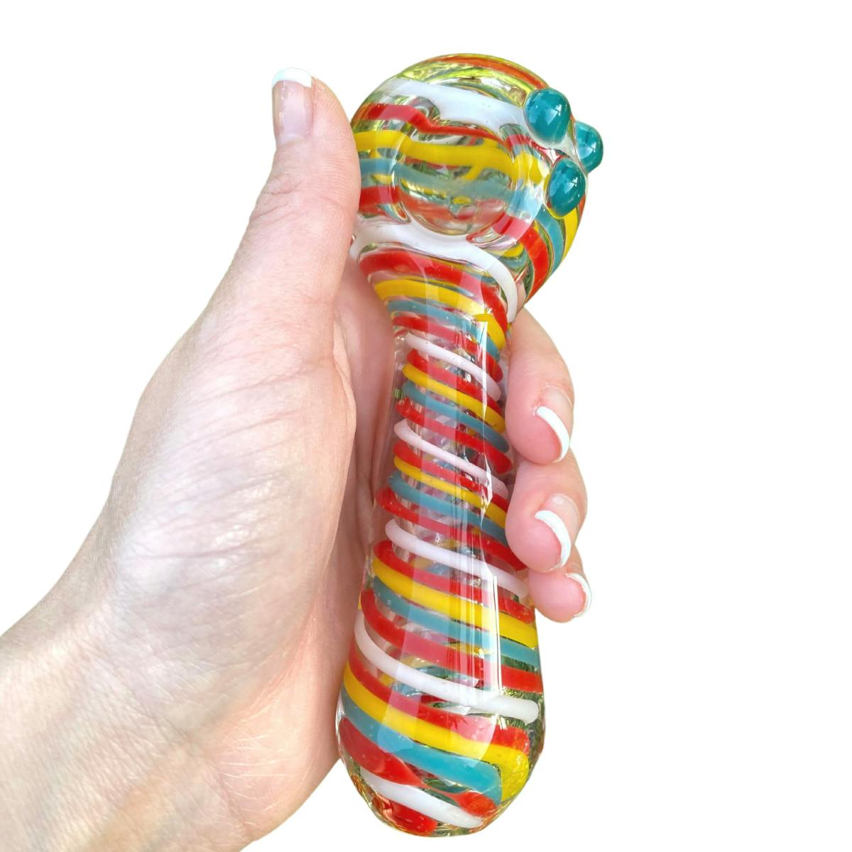HAND PIPE - 3.5" RASTA SPOON PIPE - ASSORTED COLORS