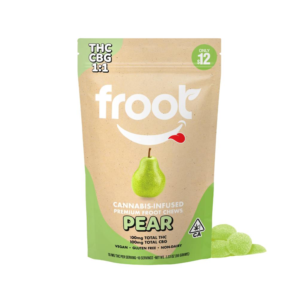 Froot Pear 1:1 CBG:THC Gummies - 100mg CBG: 100mg THC