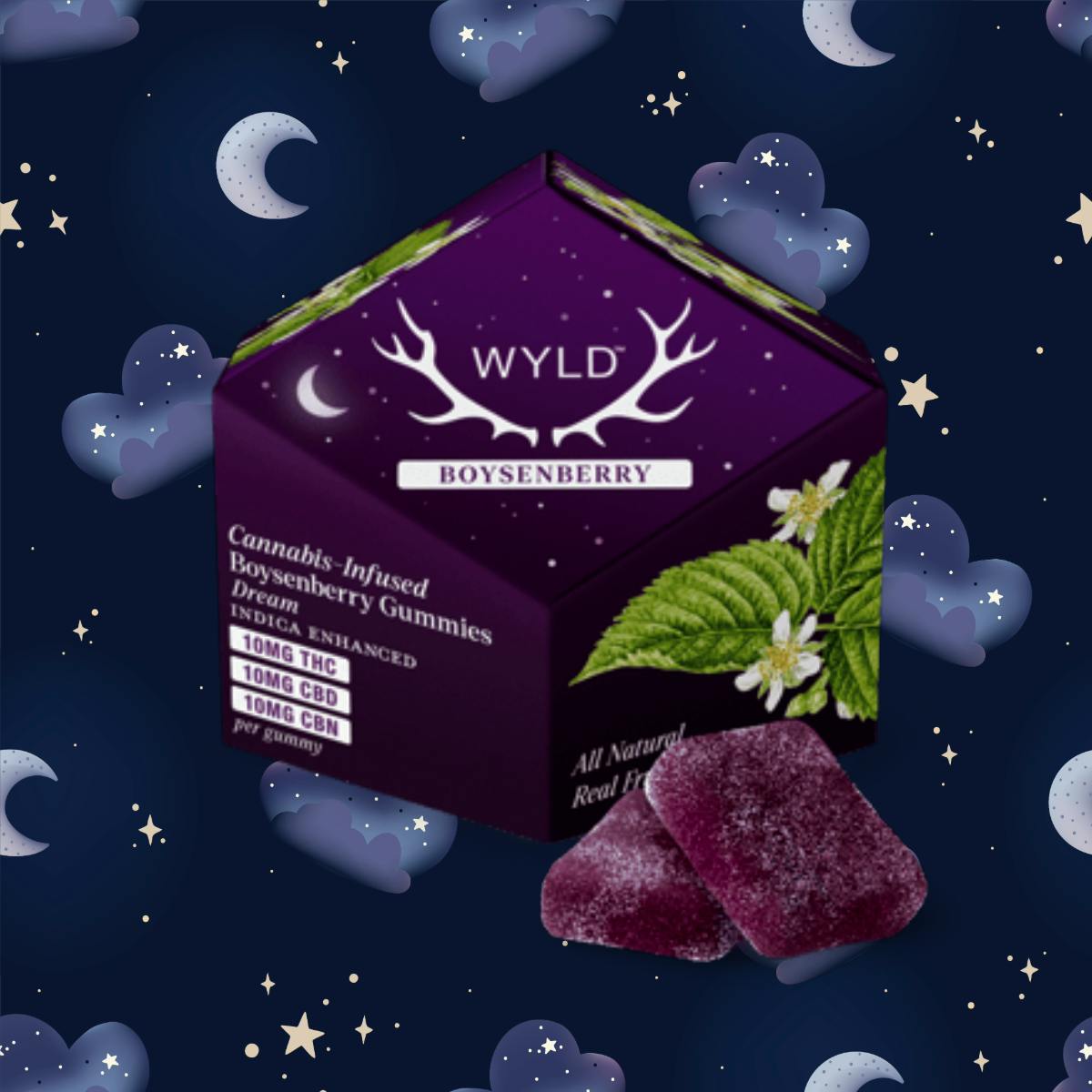 Wyld: Boysenberry - 1:1:1 THC:CBD:CBN Gummies - 100mg - 10ct - 10mg/ea