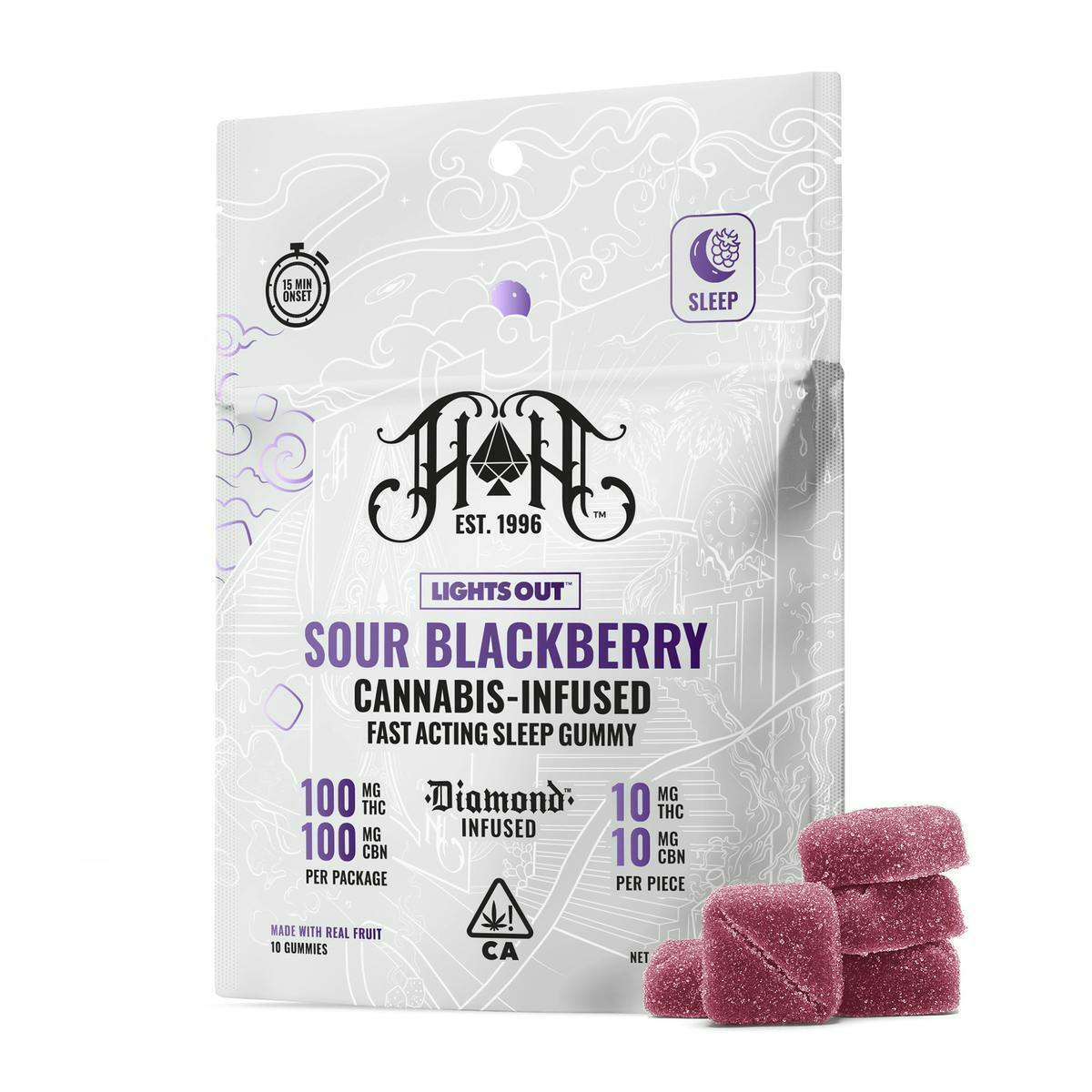 HEAVY HITTERS - 100MG - 1:1 THC/CBN FAST ACTING SOUR BLACKBERRY