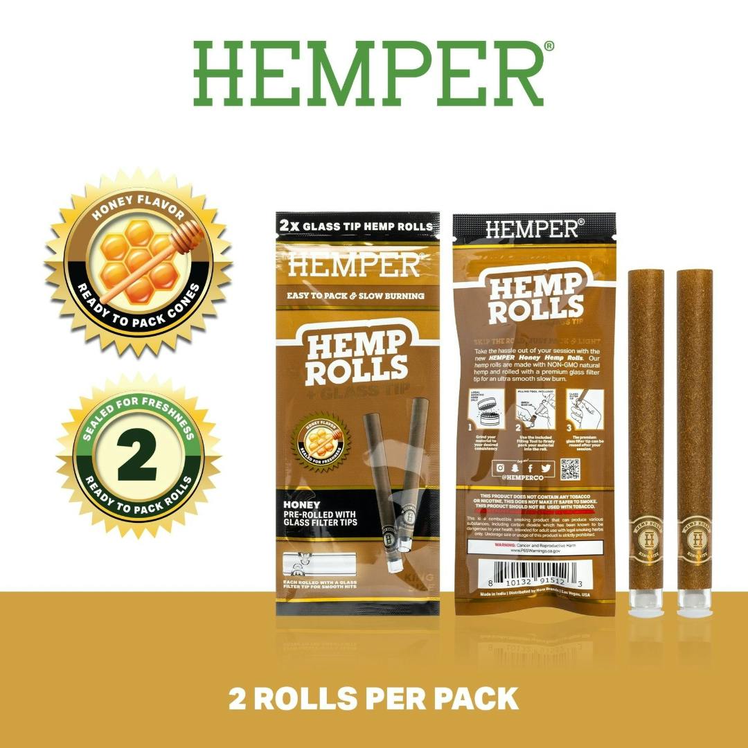 HEMPER - HEMP ROLLS 2PK - HONEY