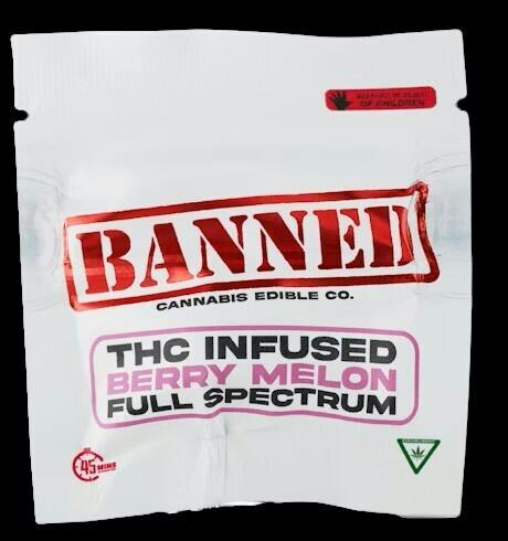BANNED EDIBLE CO. | BERRY MELON - SINGLE NERDLESS GUMMY | 200MG | HYBRID