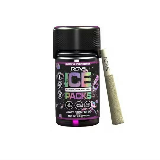 ROVE ICE PACKS | GRAPE STOMPER OG | INFUSED PRE-ROLLS | 6 x 0.6G | 3.6G | INDICA