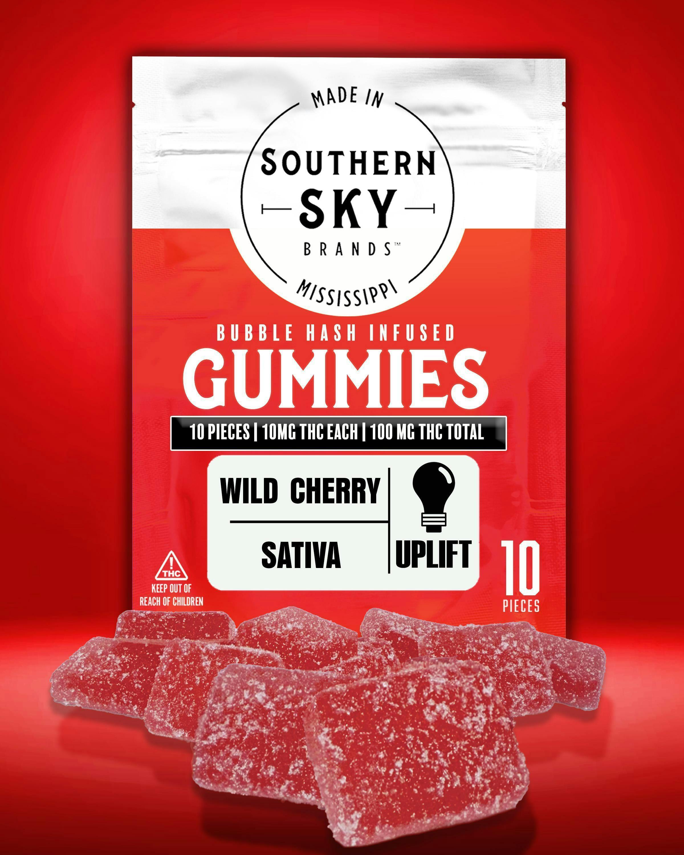 Wild Cherry Hash Gummies | 100mg | 10ct | 10mg/ea by Southern Sky Brands