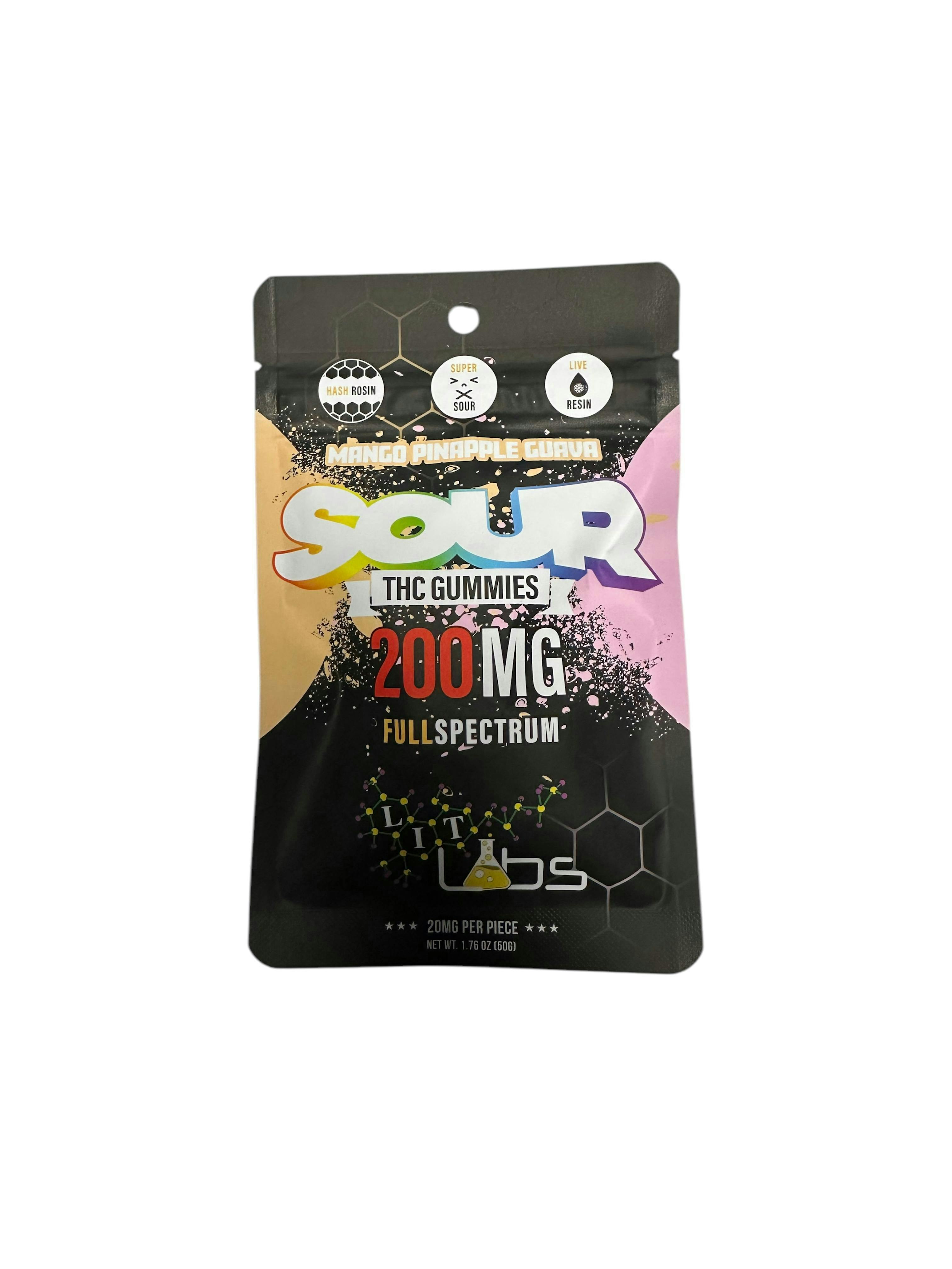 Sour Pineapple Mango Guava Gummies | Gummies | 10pk | 20mg/ea by Lit Labs