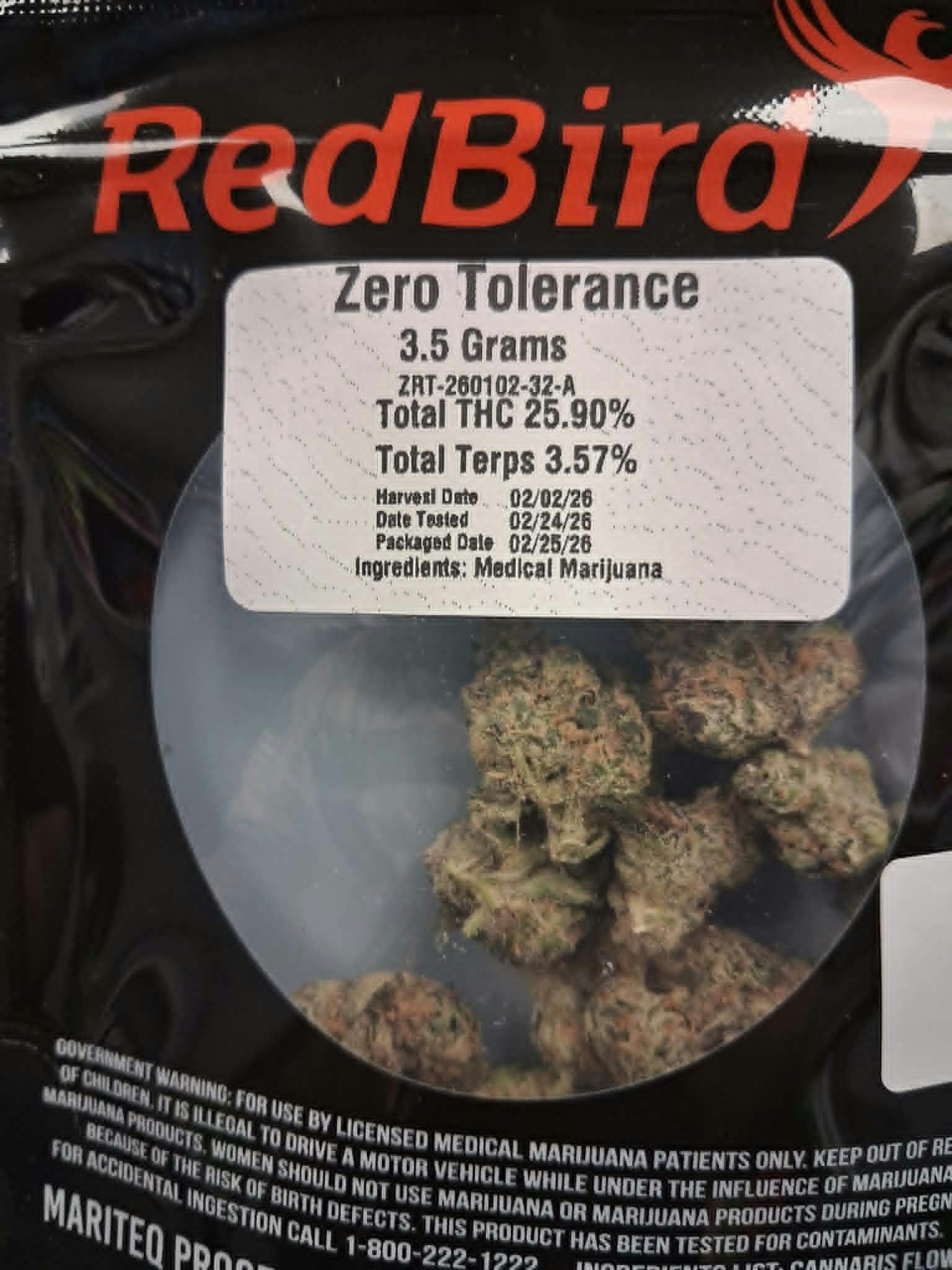 REDBIRD-Zero Tolerance - 3.5g - Flower A by RED BIRD