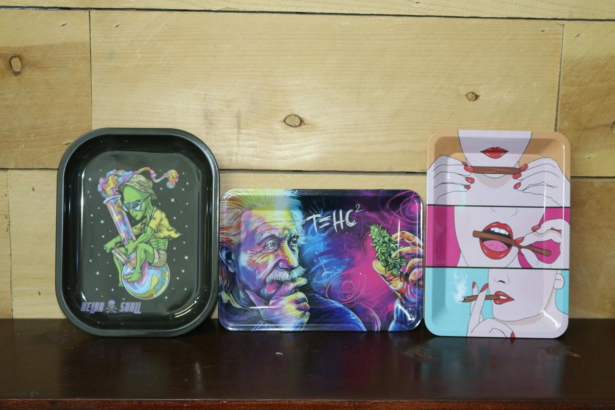Various Rolling Trays at Mesa Flowers Canna Co.