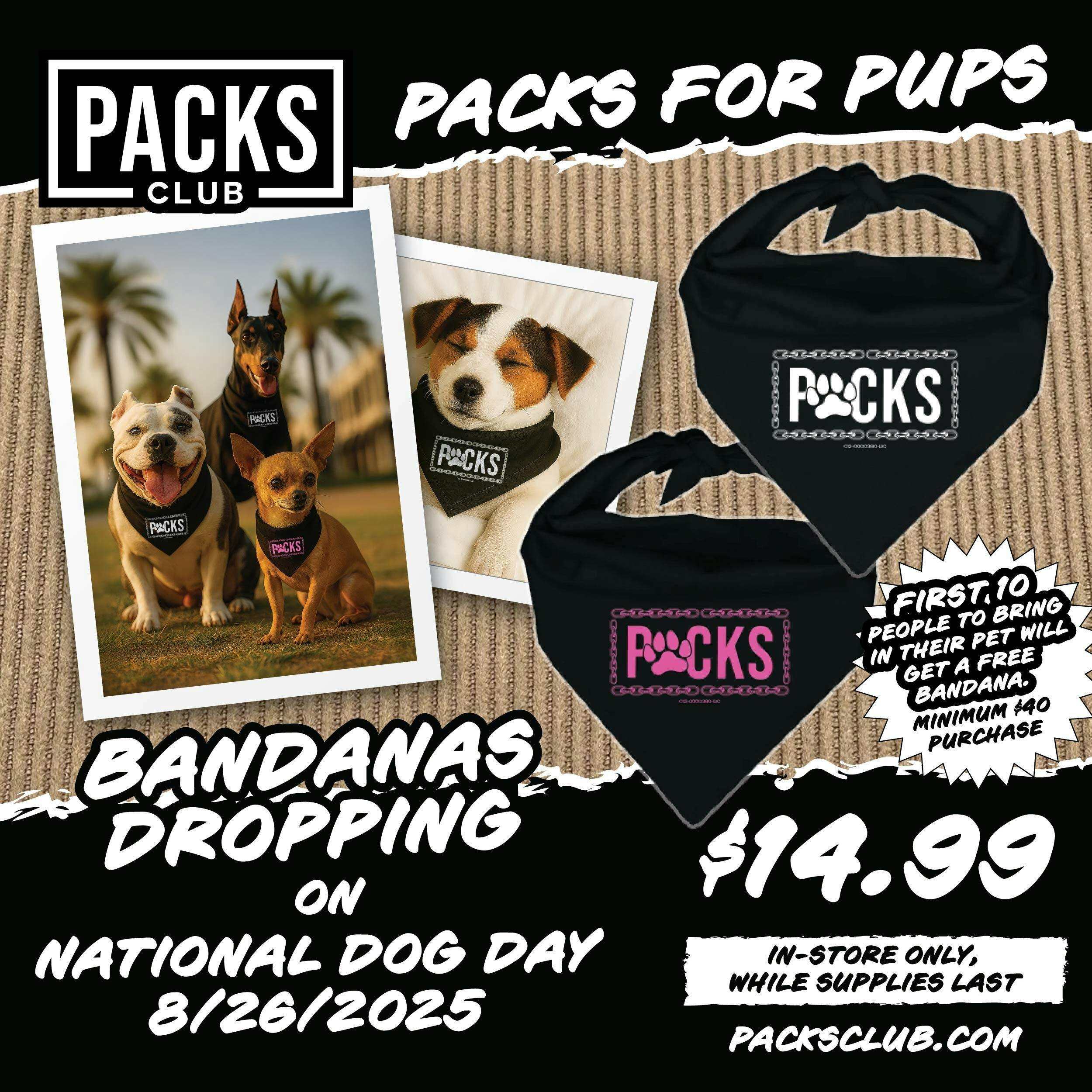 100PACKS - National Dog Day - Bandana | Accessories