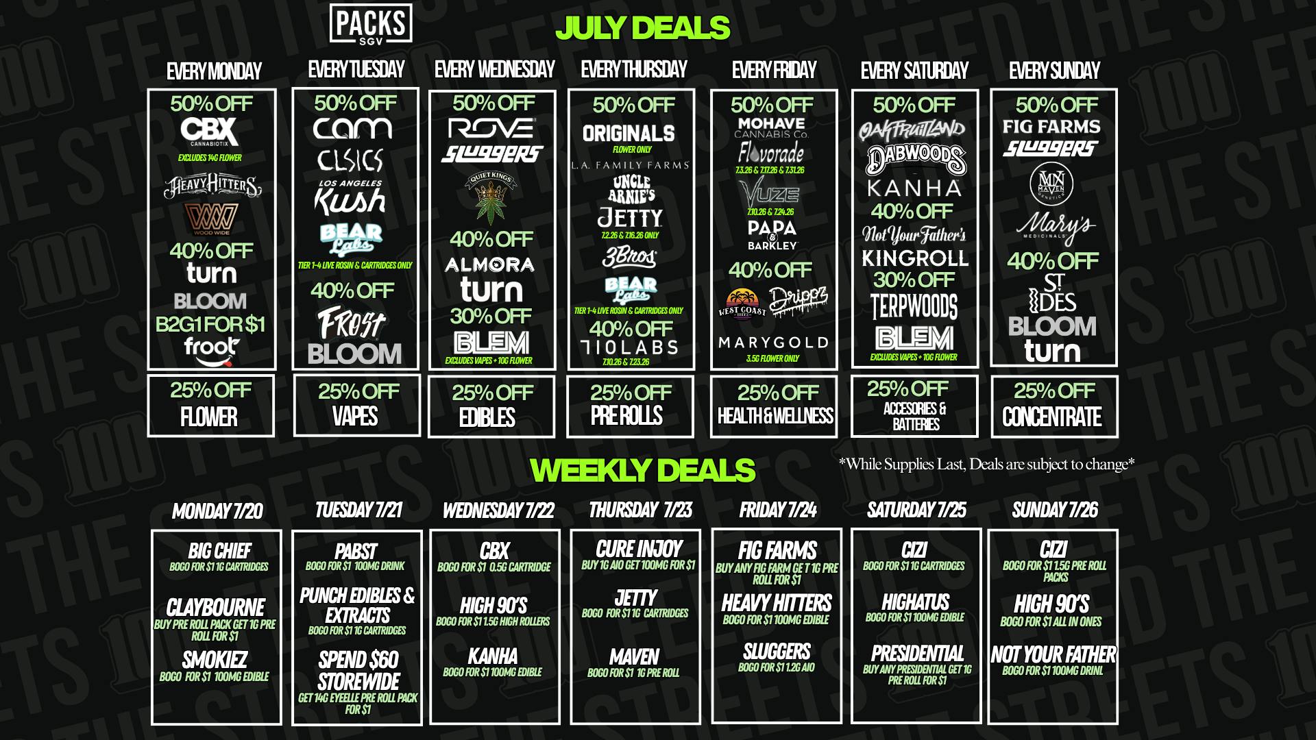 July Discount Days at PACKS Club Cannabis Weed Dispensary near SGV