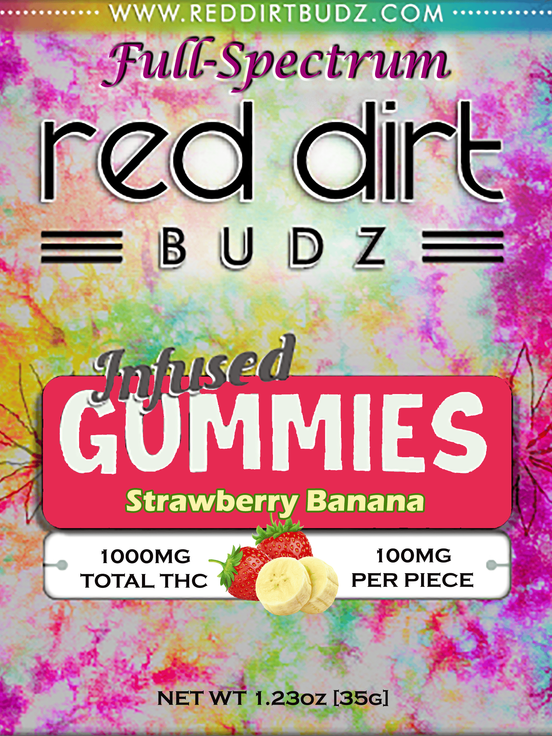 RED DIRT BUDZ STRAWBERRY BANANA (1000MG) GUMMIES (FULL SPECTRUM)