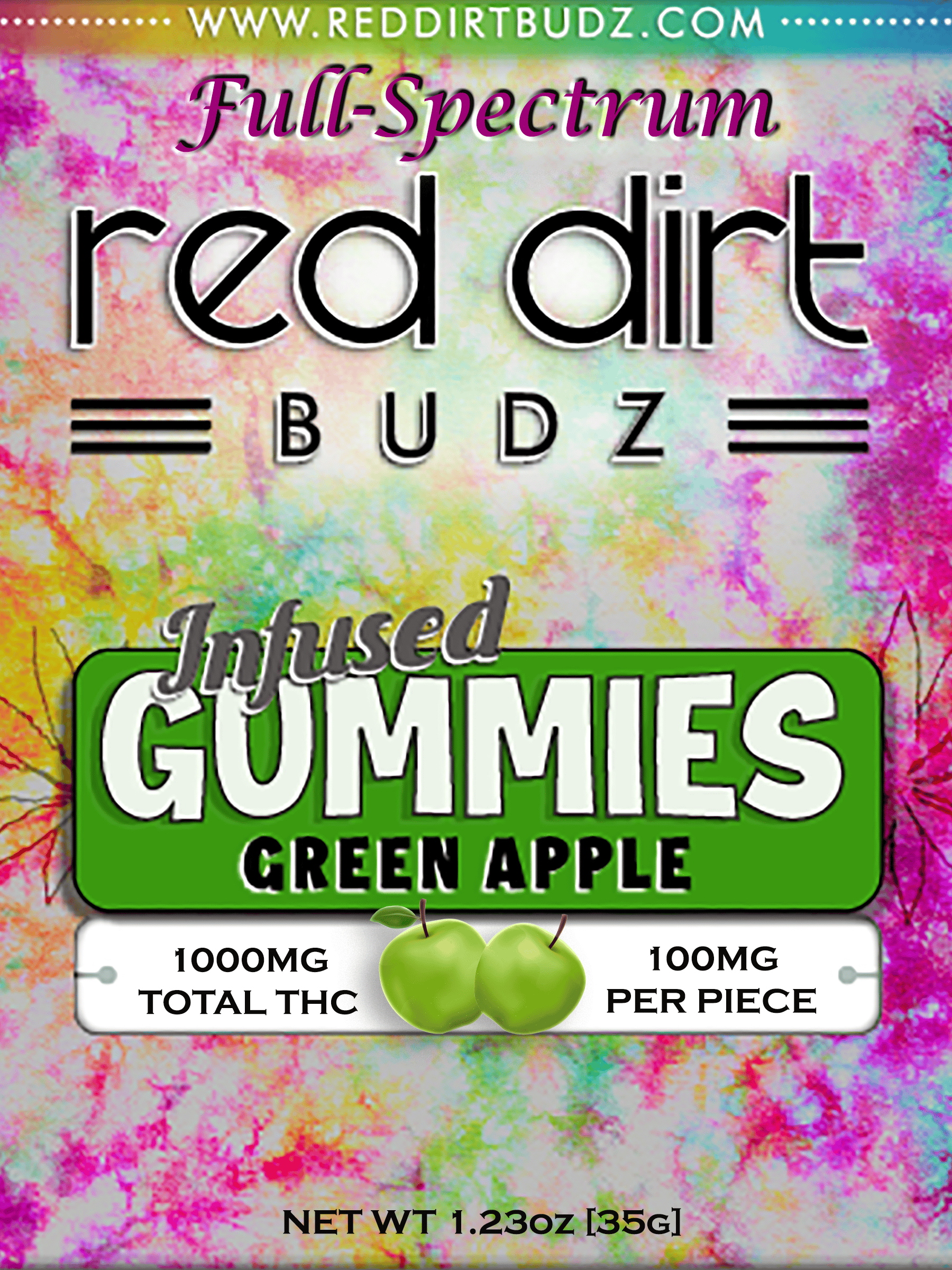 RED DIRT BUDZ GREEN APPLE (1000MG) GUMMIES (FULL SPECTRUM)