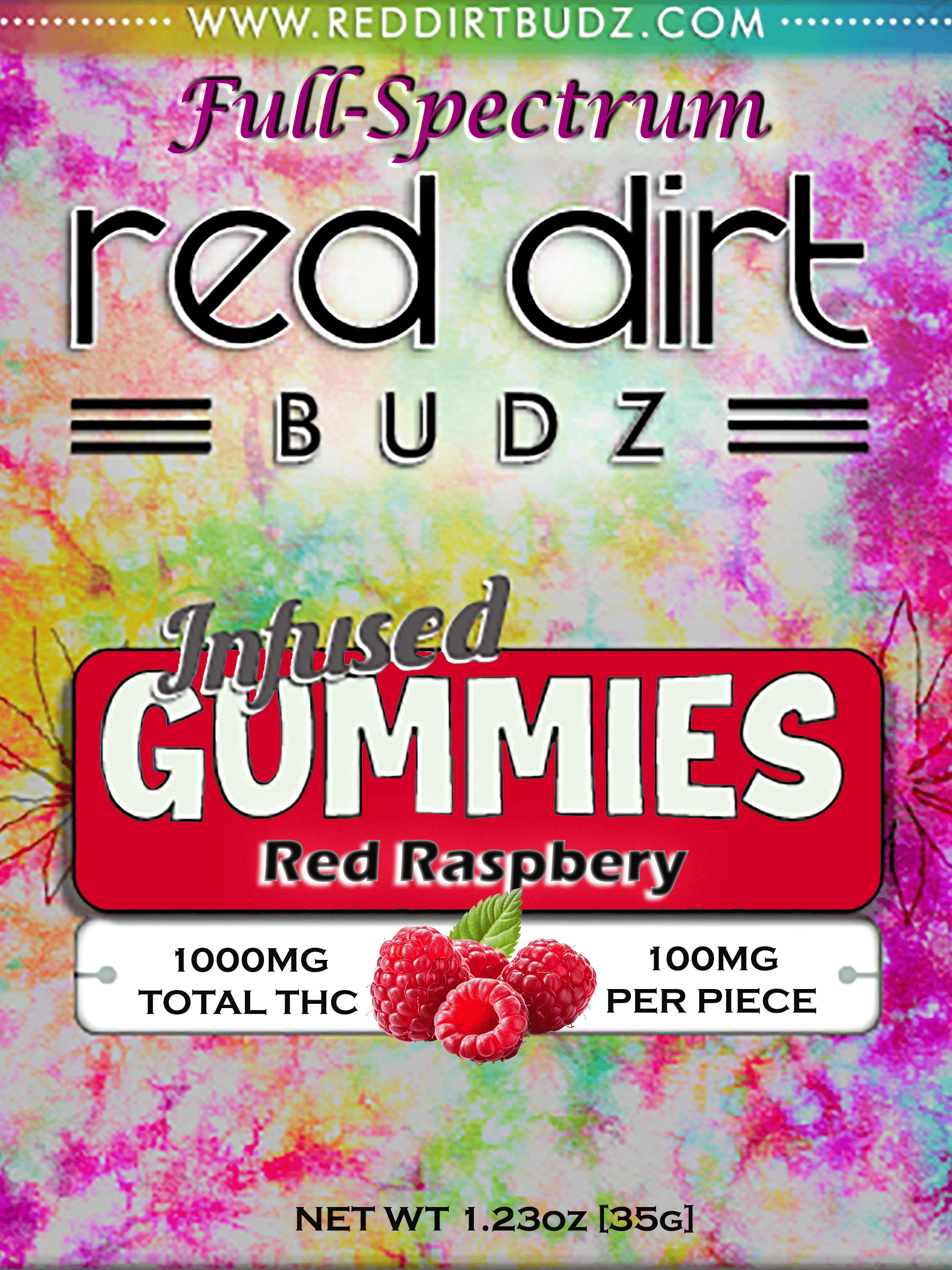 RED DIRT BUDZ RED RASPBERRY (1000MG) GUMMIES (FULL SPECTRUM)