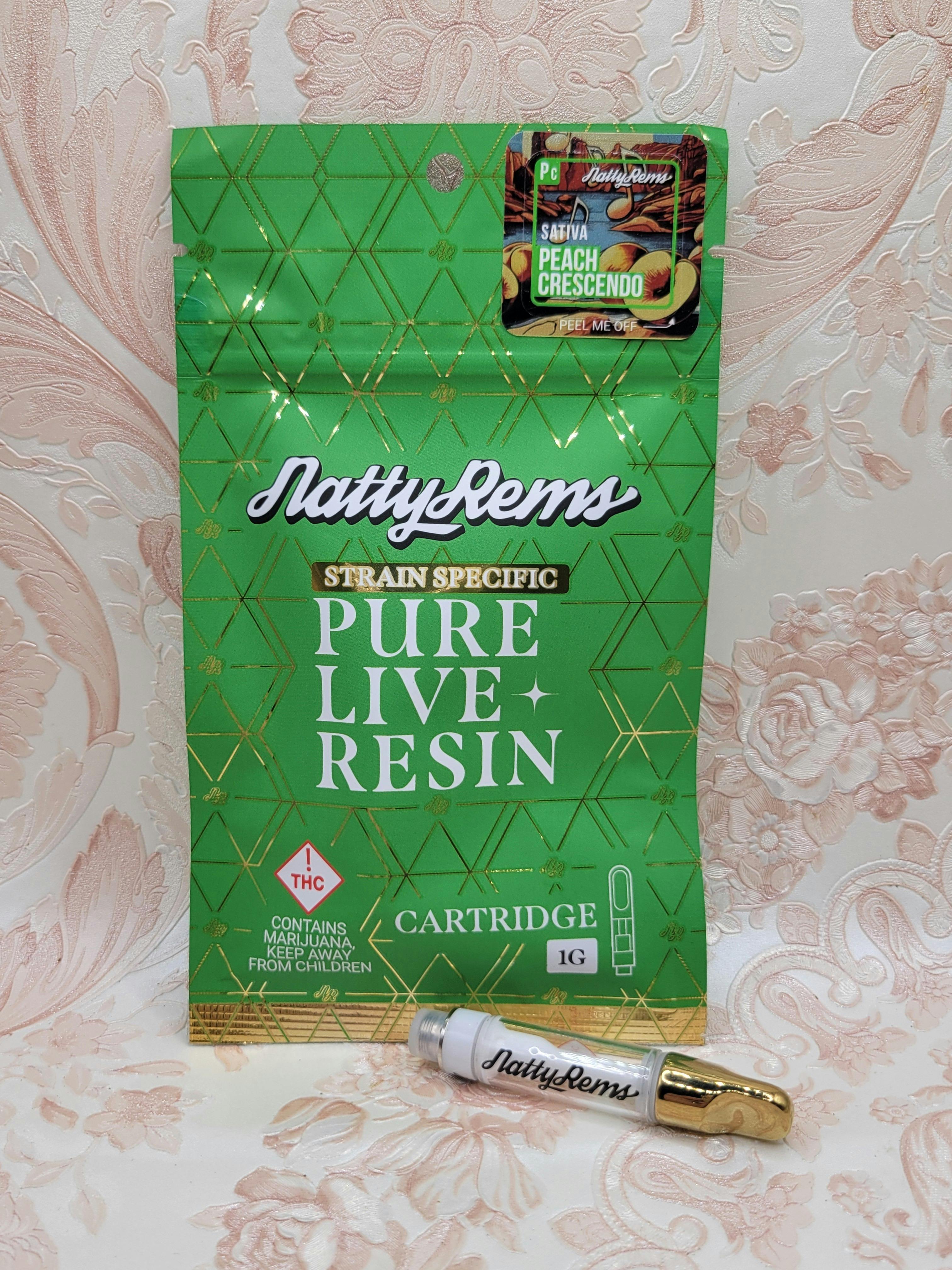 Peach Crescendo 1000mg Gold Tip Live Resin Cartridge by Natty Rems