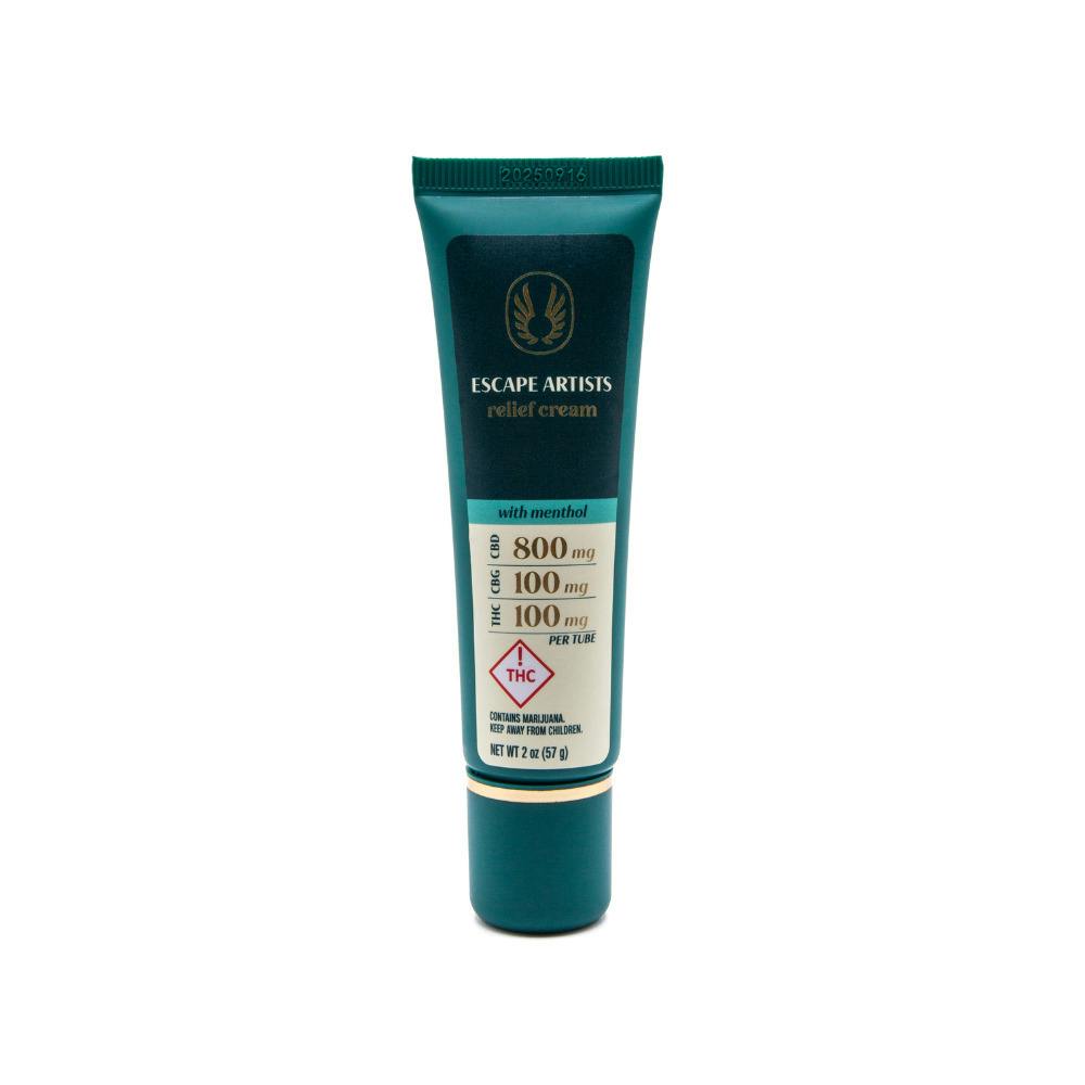 Relief Cream - Menthol - [2oz] (800mg CBD / 100mg CBG / 100mg THC) by Escape Artists