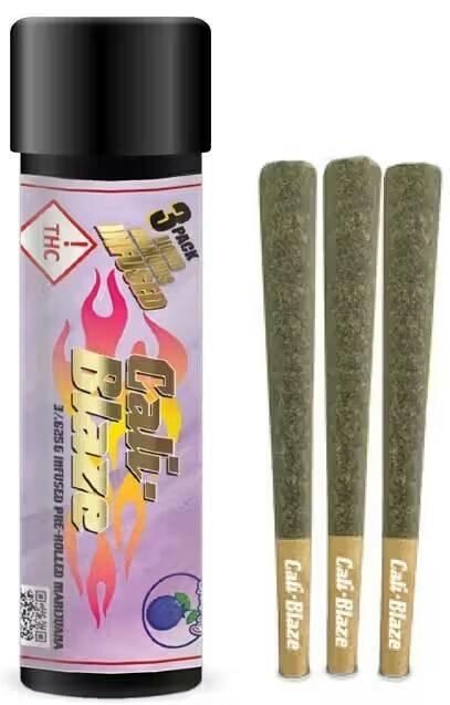 Cali Blaze Blueberry Infused 3-Pack Prerolls 🫐🍪⛽ Orange Cookie Chem (REC)