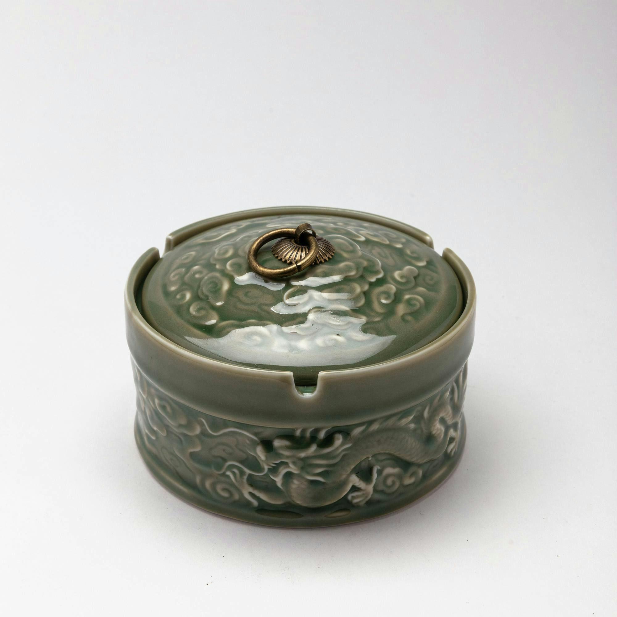 Ceramic Dragon Ashtray - Jade