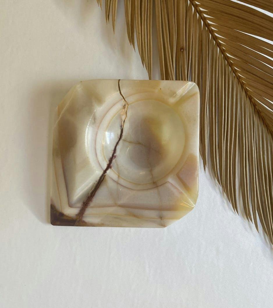 Vintage Stone Onyx Ashtray
