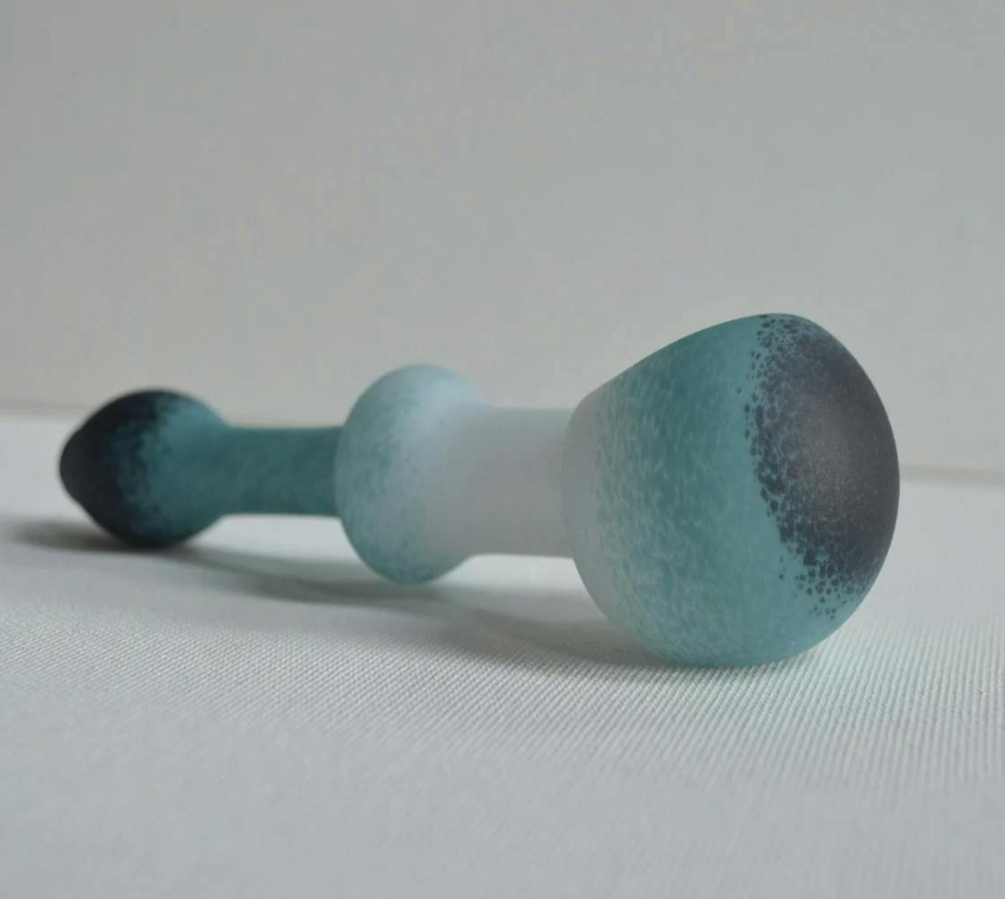 Matte White w/ Blue and Black Accents Spoon Pipe