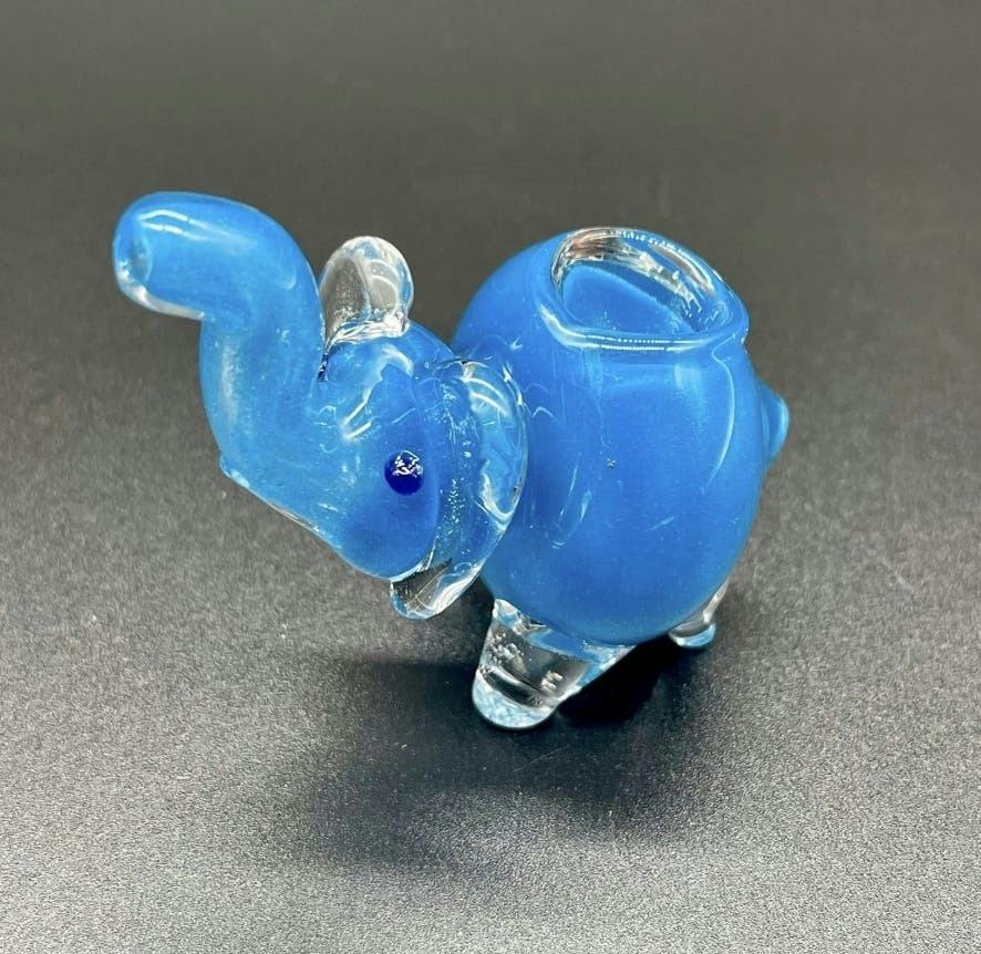 Shiny Blue Elephant Pipe