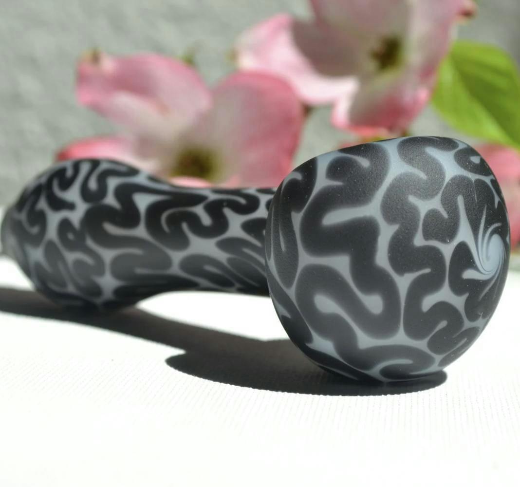 Matte Grey w/ Black Graffiti Spoon Pipe