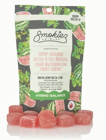 SOUR WATERMELON: Sour Watermelon Gummy - 100 mg - 10 Pack