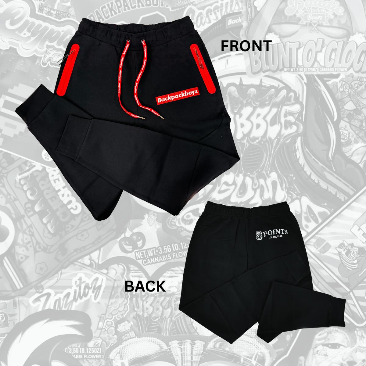 Backpack Boyz | Red Black Box Logo Tech Pants | Merch