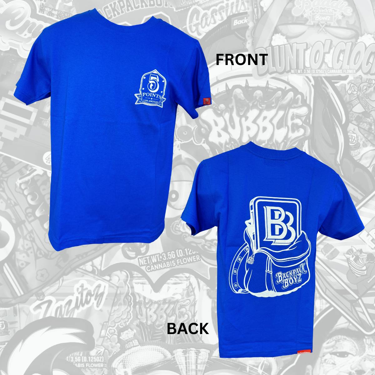 Backpack Boyz | Blue 5 Points Short Sleeve T-Shirt | Merch