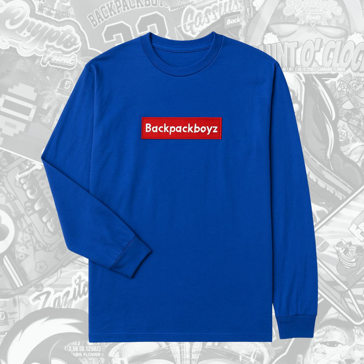 Backpack Boyz | Blue Red BP Logo Long Sleeve T-Shirt | Merch