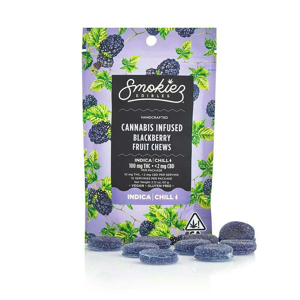 Blackberry Fruit Chews | 100mg | 10ct | 100mg/ea by Smokiez Edibles