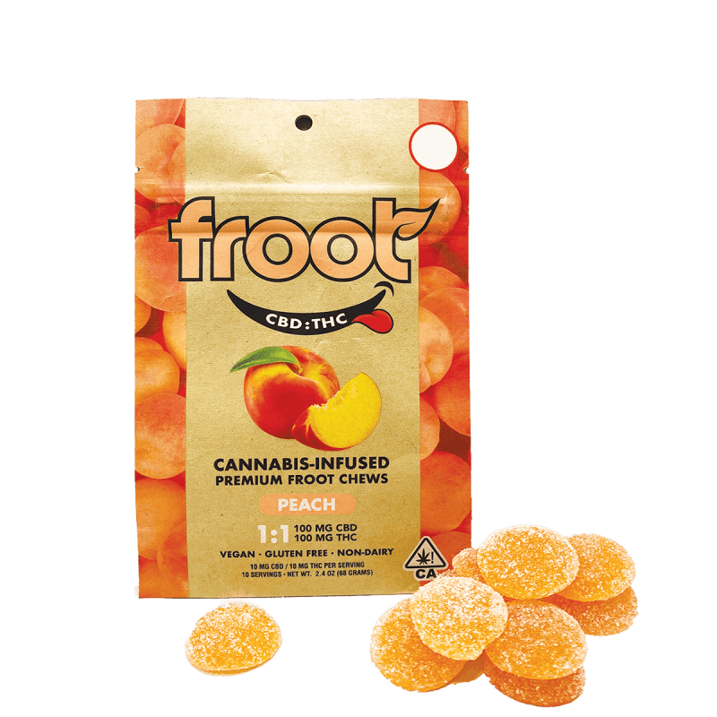 Froot Peach 1:1 CBD:THC Gummies - 100mg CBD: 100mg THC