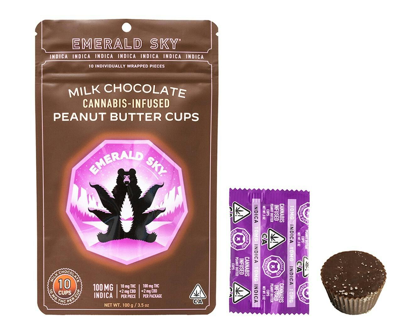 Emerald Sky Milk Chocolate Peanut Butter Cups - Indica 100mg 10pk