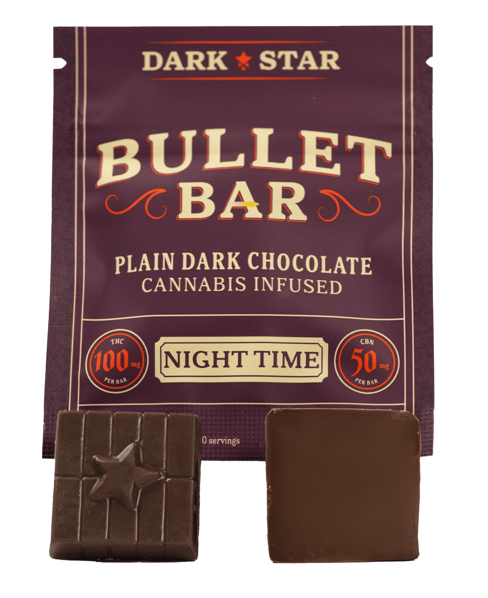 Bullet Bar: Night Time | Plain Dark Chocolate Bar 2:1 THC:CBN | 100:50mg by Dark Star Cannabis