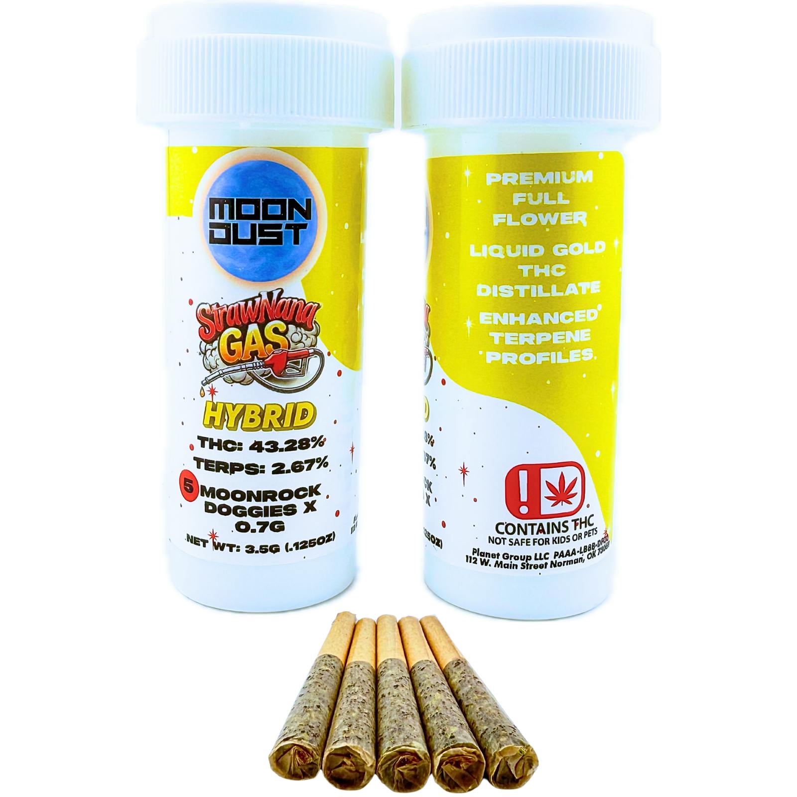 Moon Rock | Strawnana Gas | Infused Joint | 0.7g each | 5pk by MOON DUST