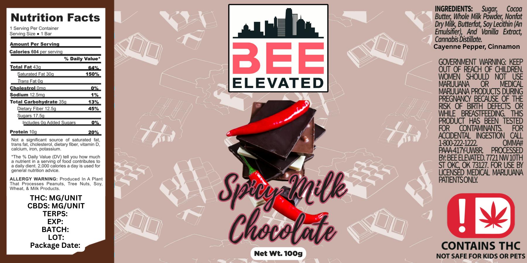 Spicy Milk Chocolate Bar | Chocolates | 1000mg/ea