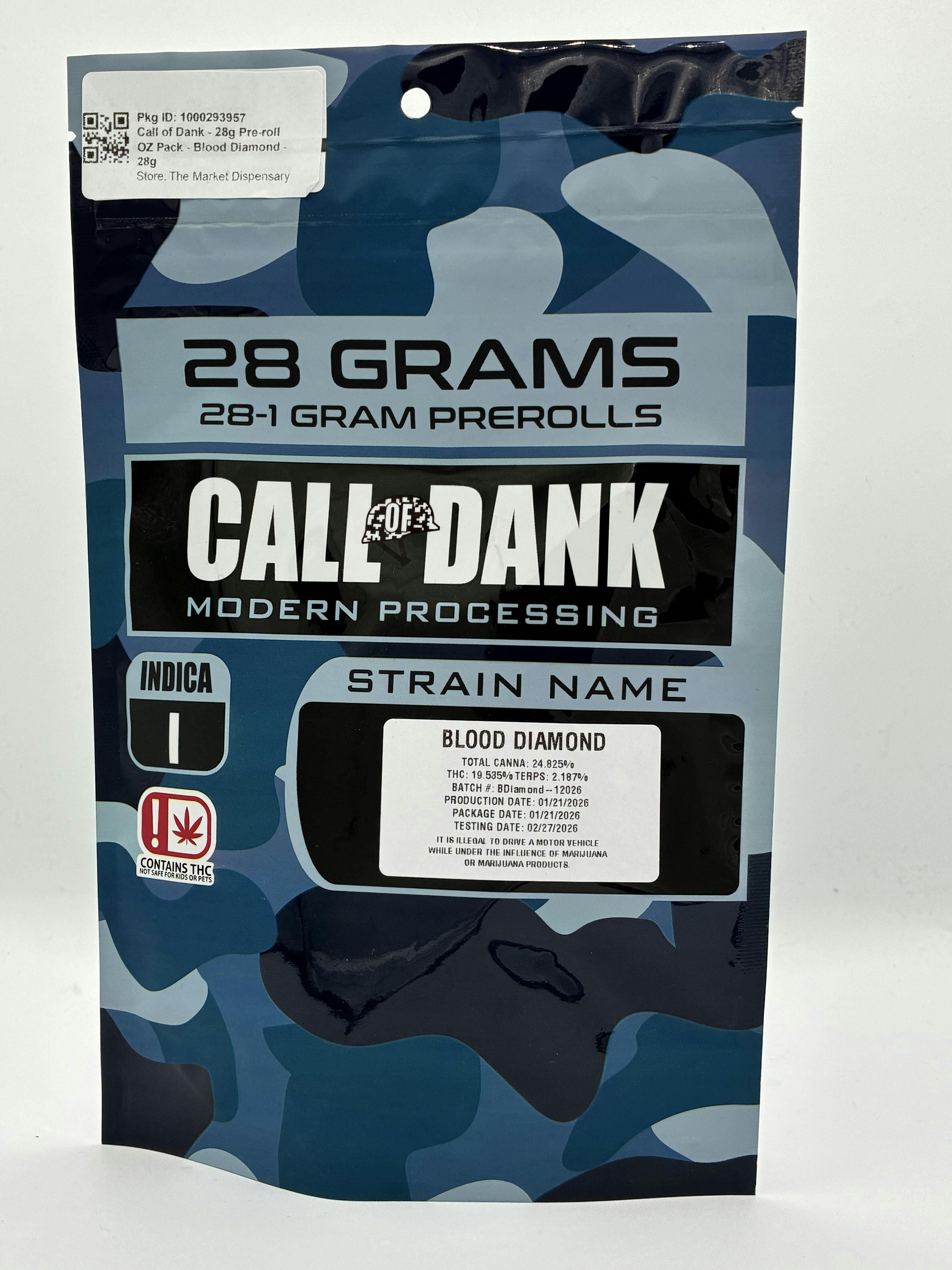 Call of Dank - 28g Pre-roll OZ Pack - Blood Diamond - 28g