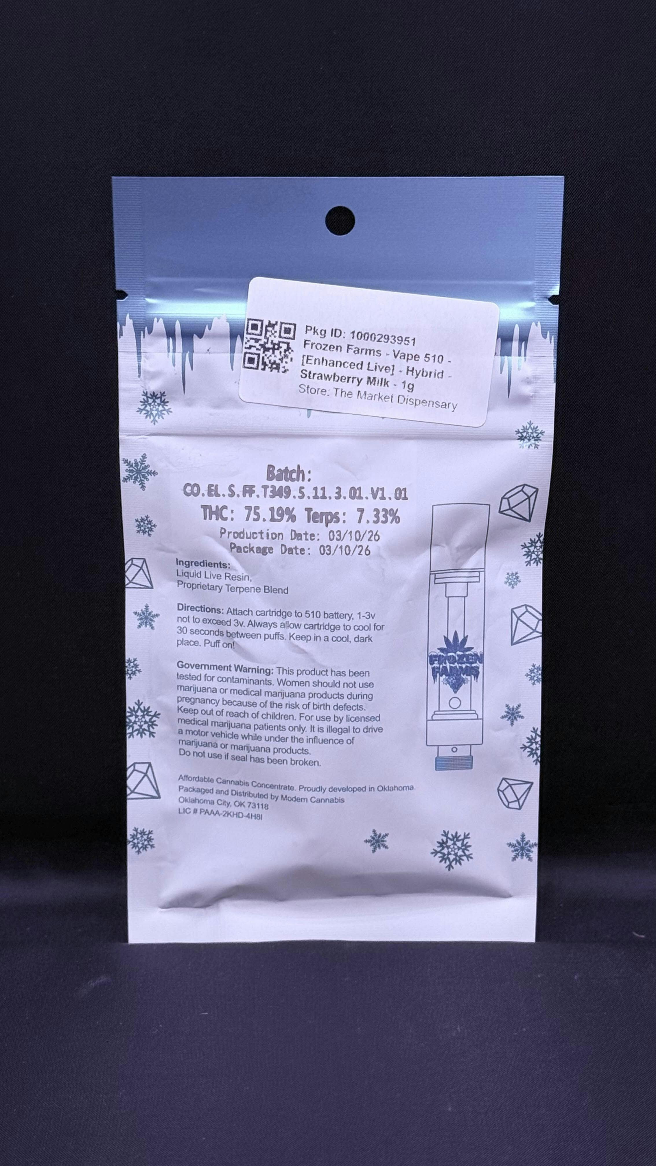 Frozen Farms - Strawberry Milk - 1G Live Resin Cartridge (HYBRID) by Frozen Farms
