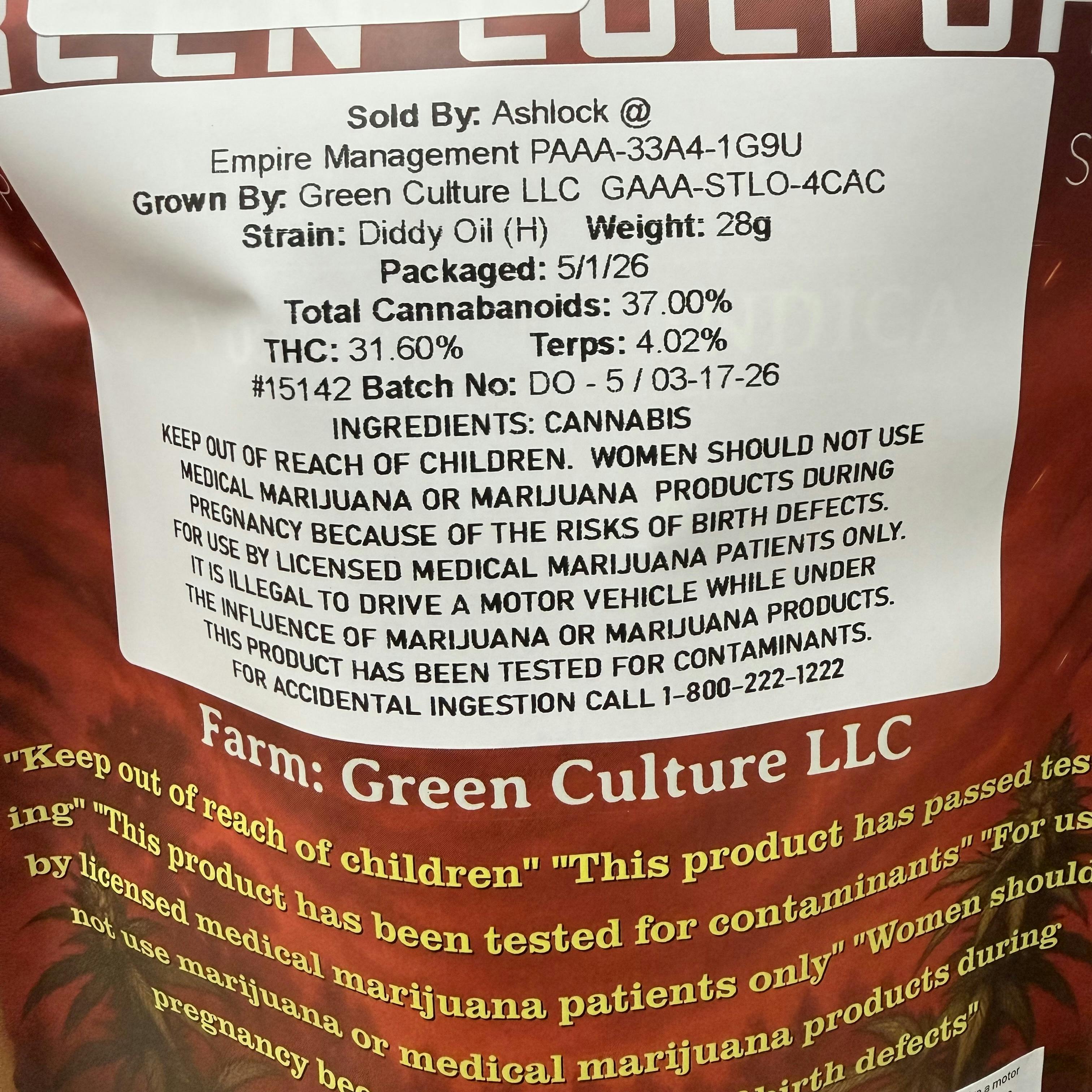 (Green Culture) Diddy Oil (H) 28g