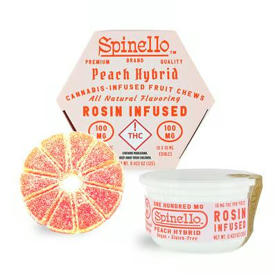Peach Hybrid Rosin Infused Fruit Chews | 100mg | 10ct | 10mg/ea
