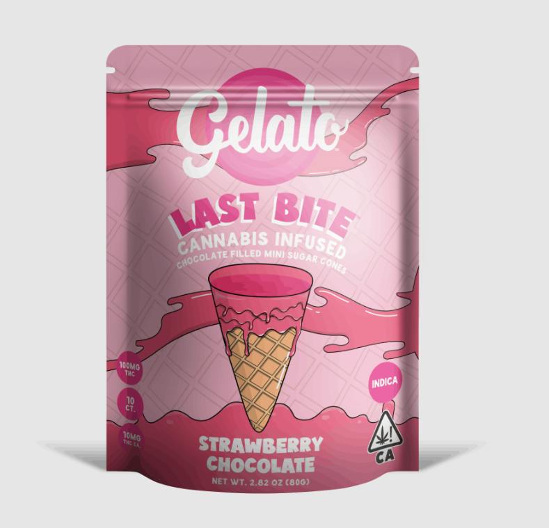 Gelato | Strawberry Chocolate Mini Cones | 100mg | 10ct | 10mg/ea
