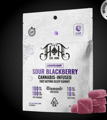 Fast-Acting | Sour Blackberry 1:1 THC:CBN Gummies | 100mg | 10ct | 10mg/ea