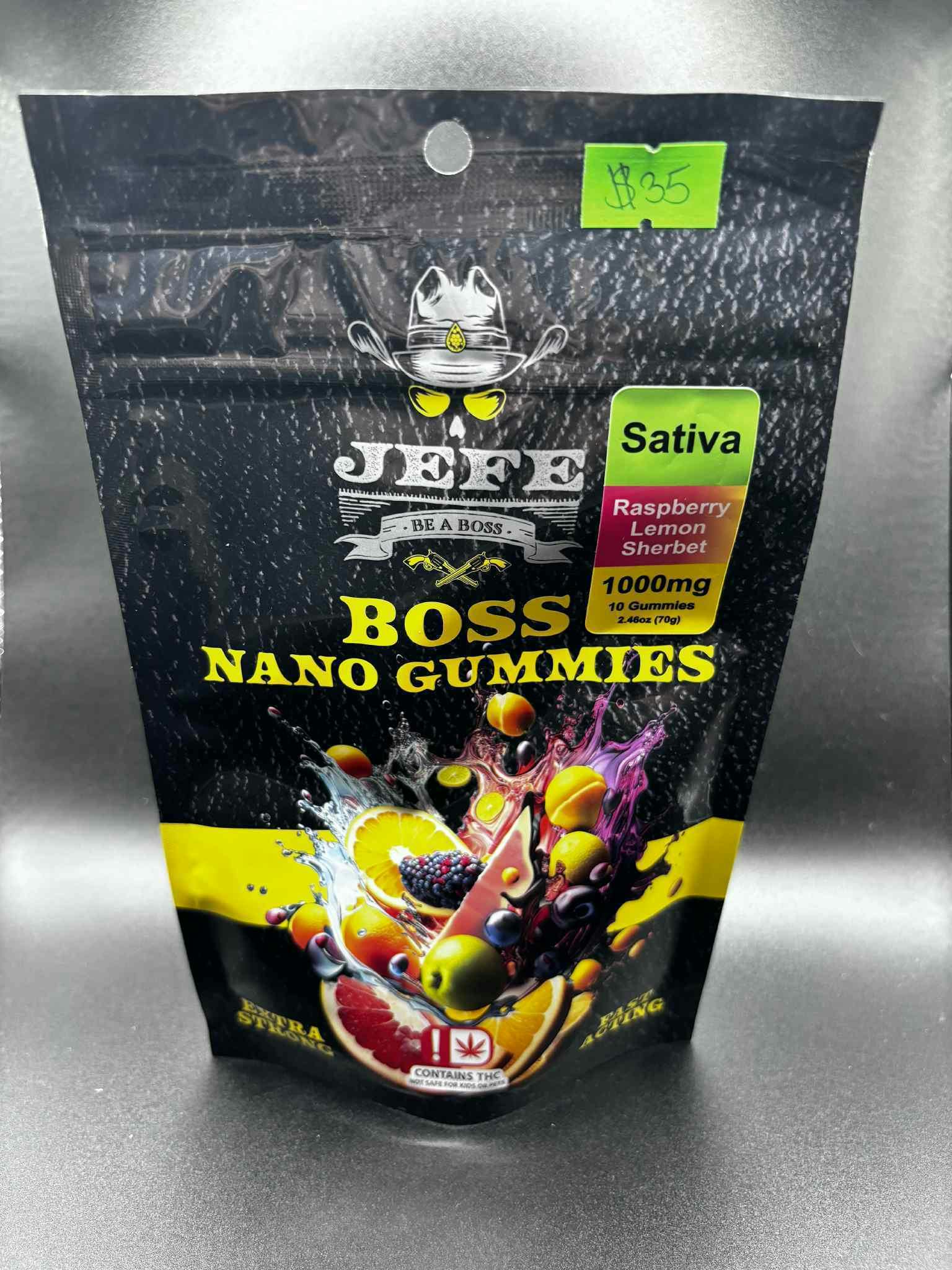 Boss Nano | Raspberry Lemon Sherbet Gummes | 1000mg | 10ct | 100mg/ea