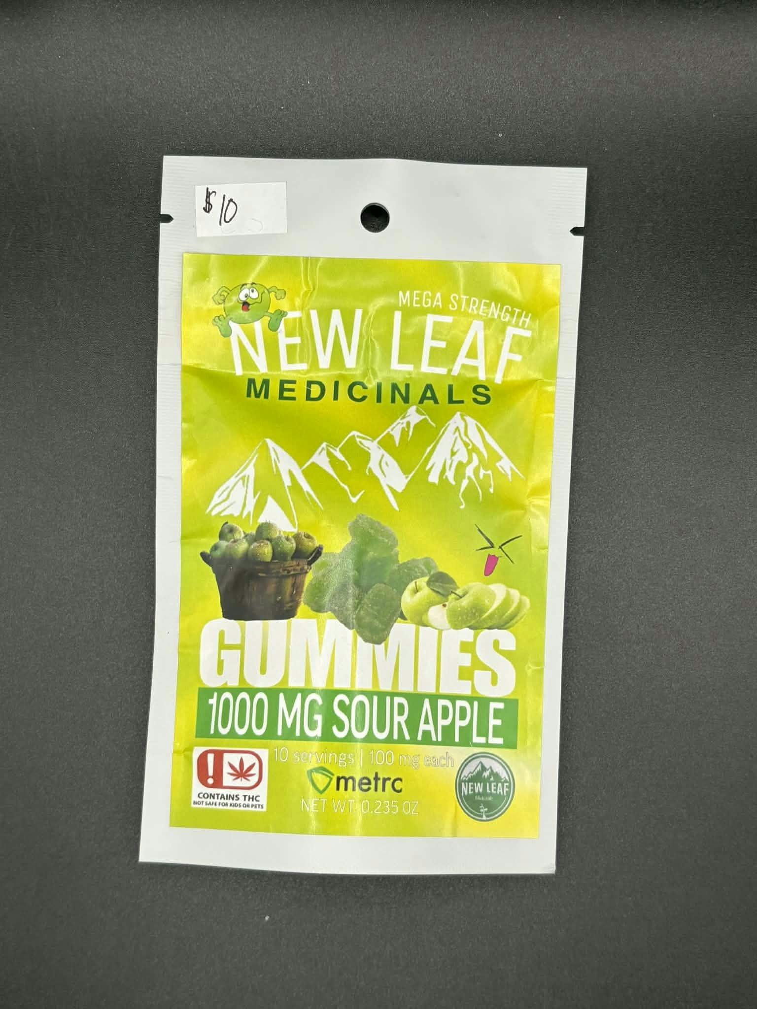 New Leaf | Green Apple Gummies | 1,000mg | 10ct | 100mg/ea