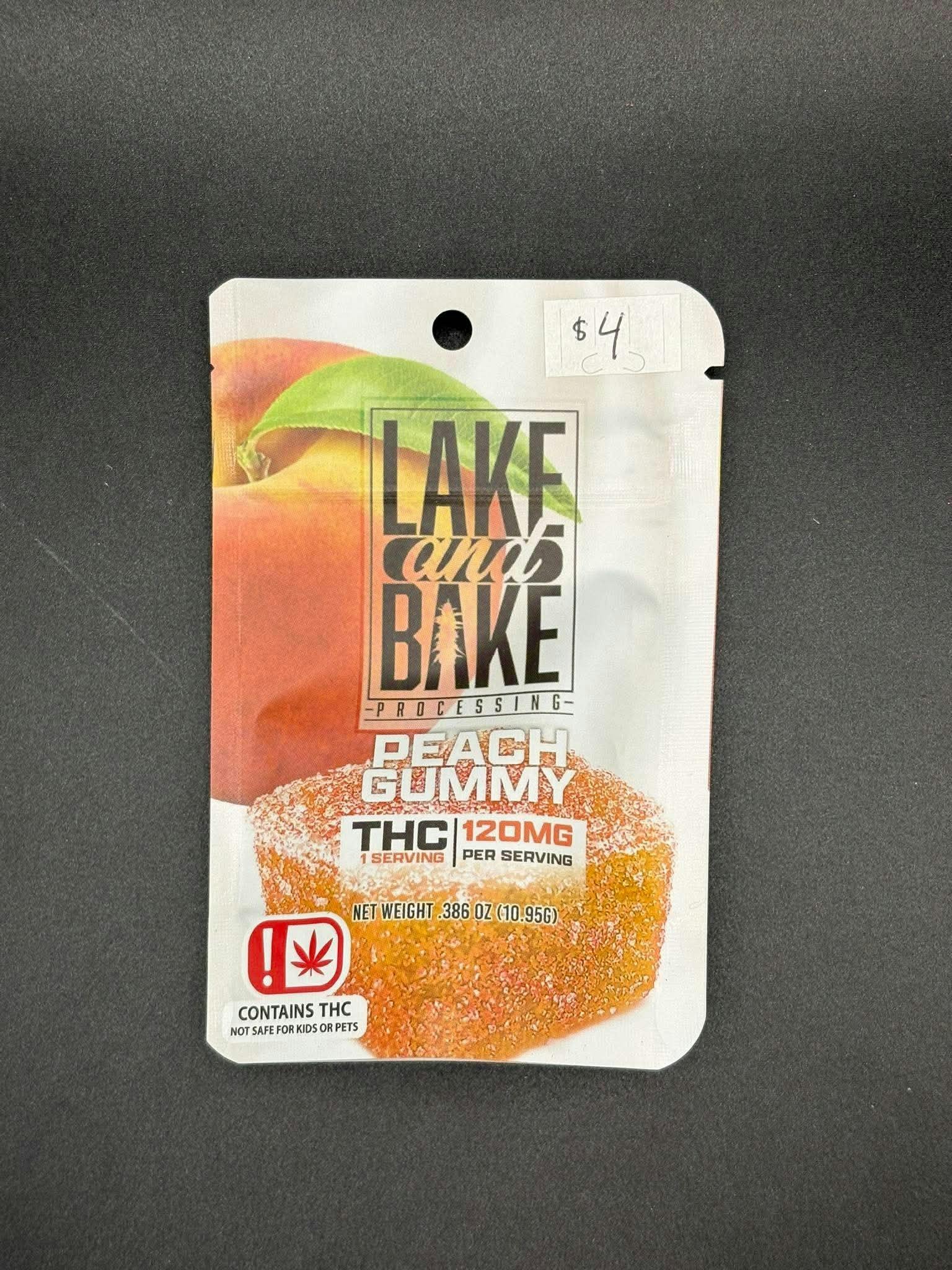 Lake and Bake - 100 mg single peach gummy